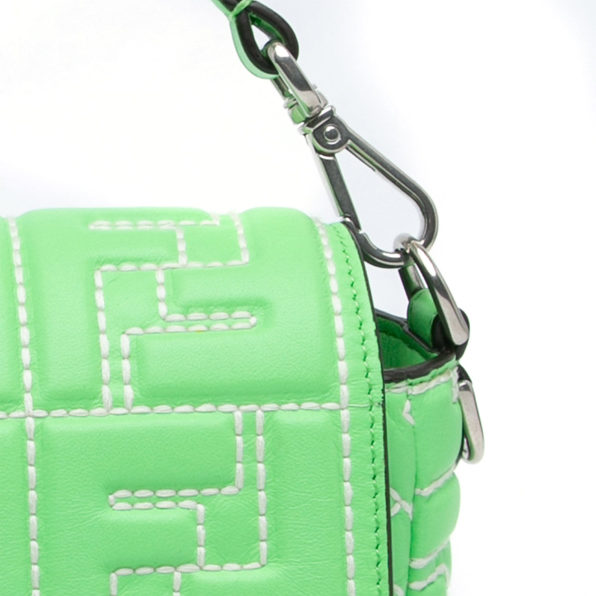 Zucca Embossed Stitched Leather Baguette Satchel