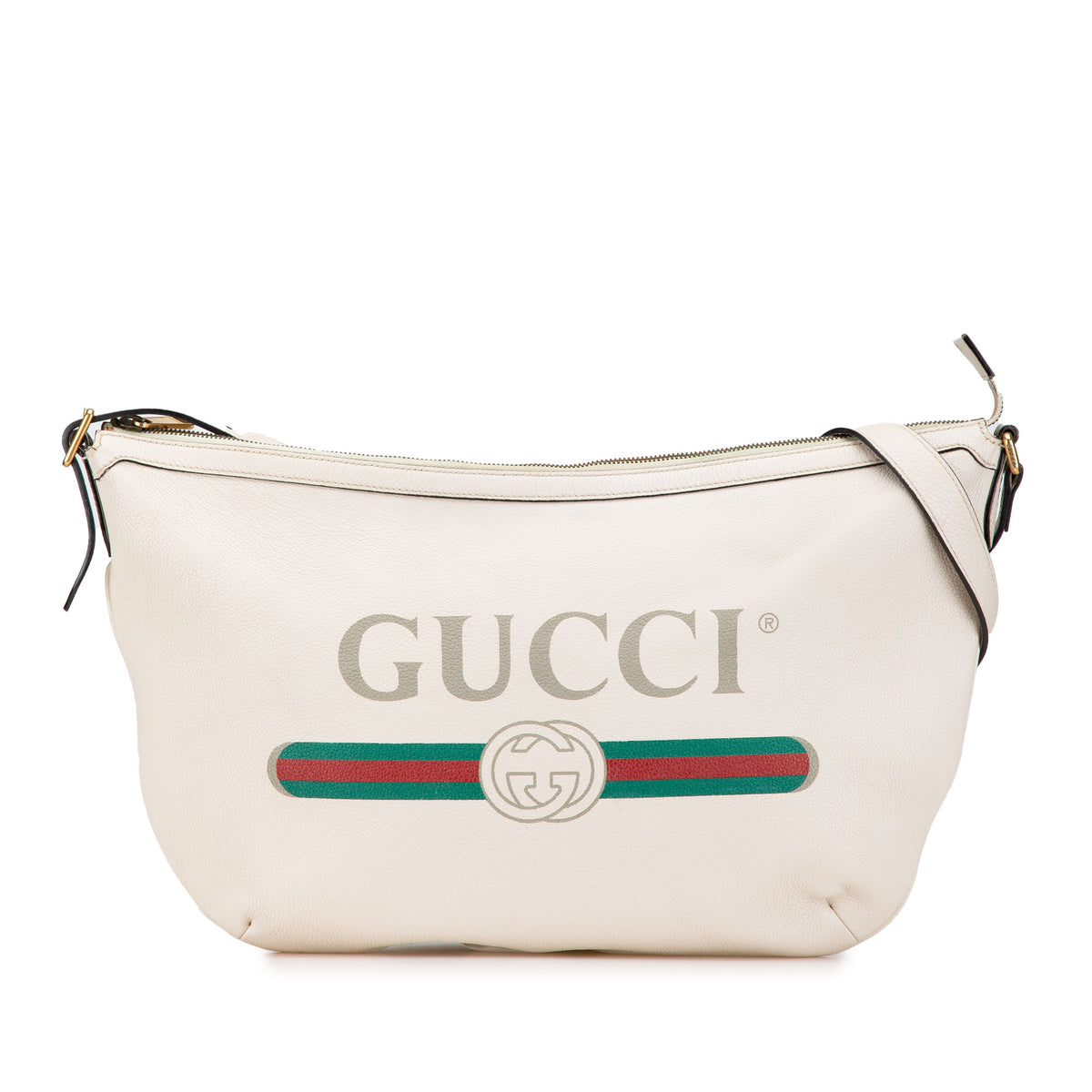 Leather Logo Half Moon Crossbody