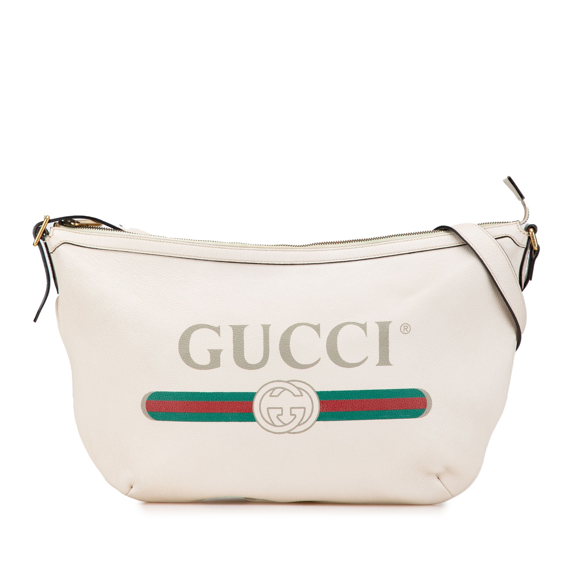 Leather Logo Half Moon Crossbody