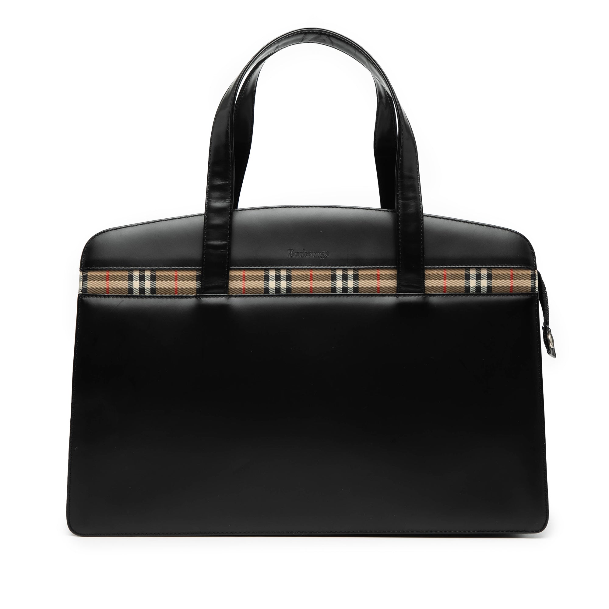 House Check Trimmed Leather Handbag