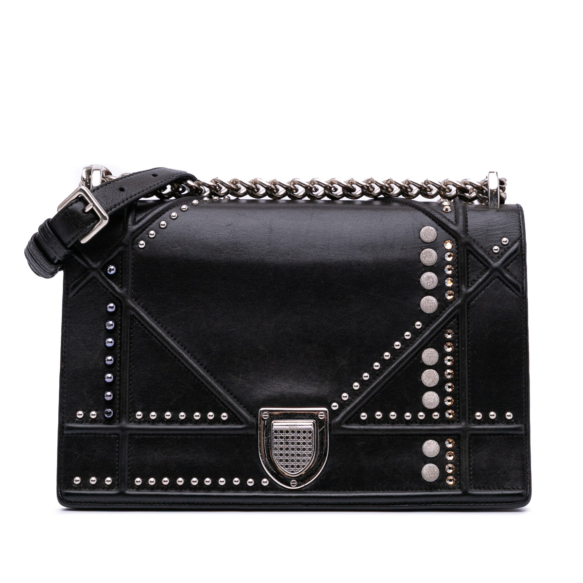 Medium Studded Lambskin Diorama Flap
