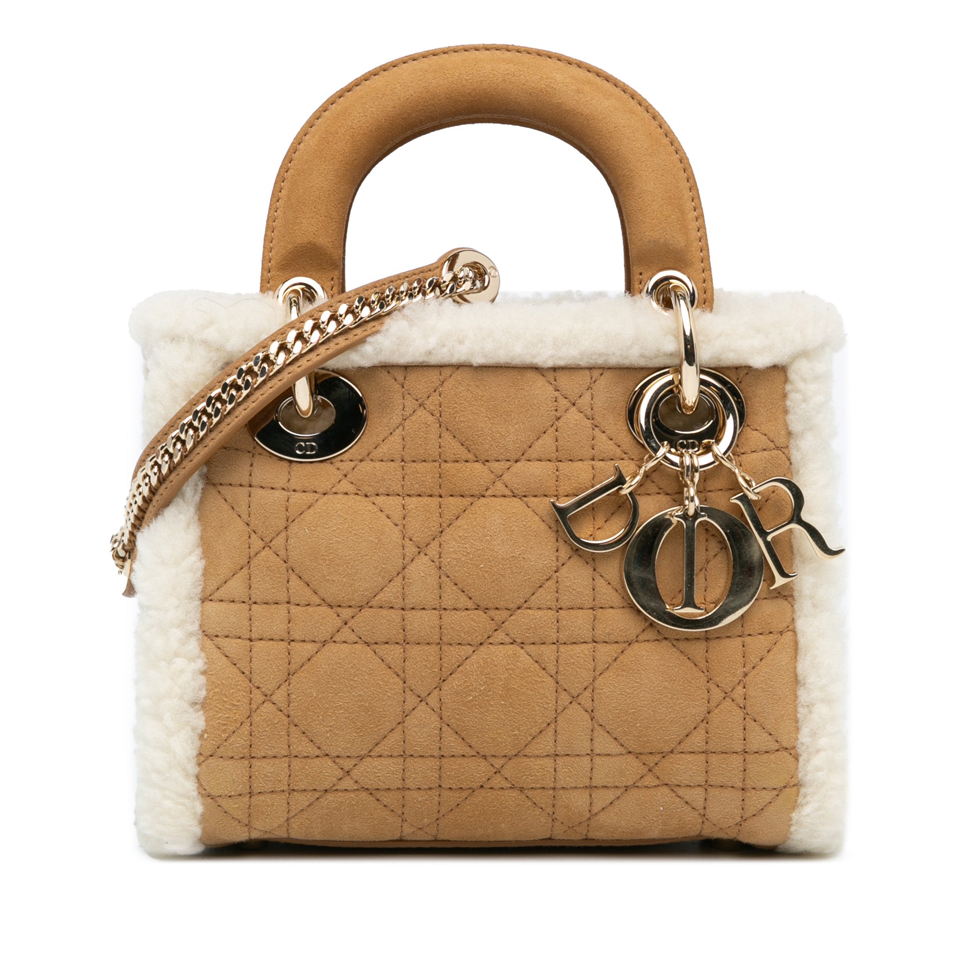 Mini Suede Shearling Cannage Lady Dior