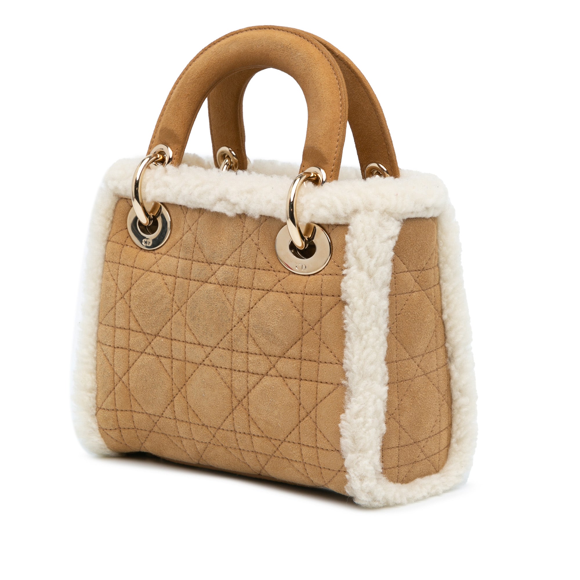 Mini Suede Shearling Cannage Lady Dior