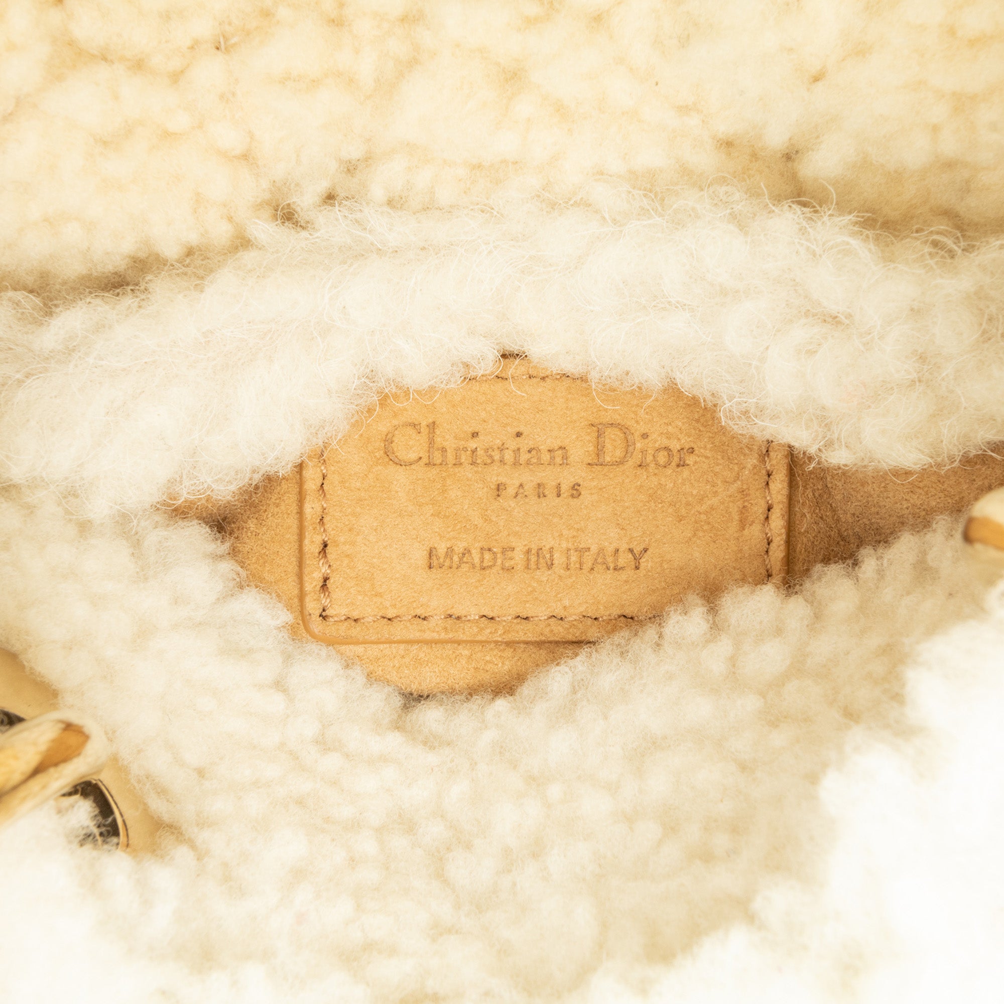 Mini Suede Shearling Cannage Lady Dior