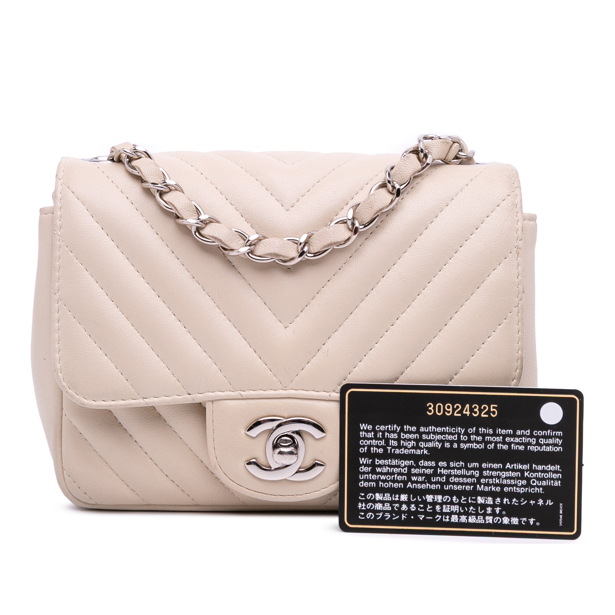 Mini Square Classic Chevron Lambskin Single Flap