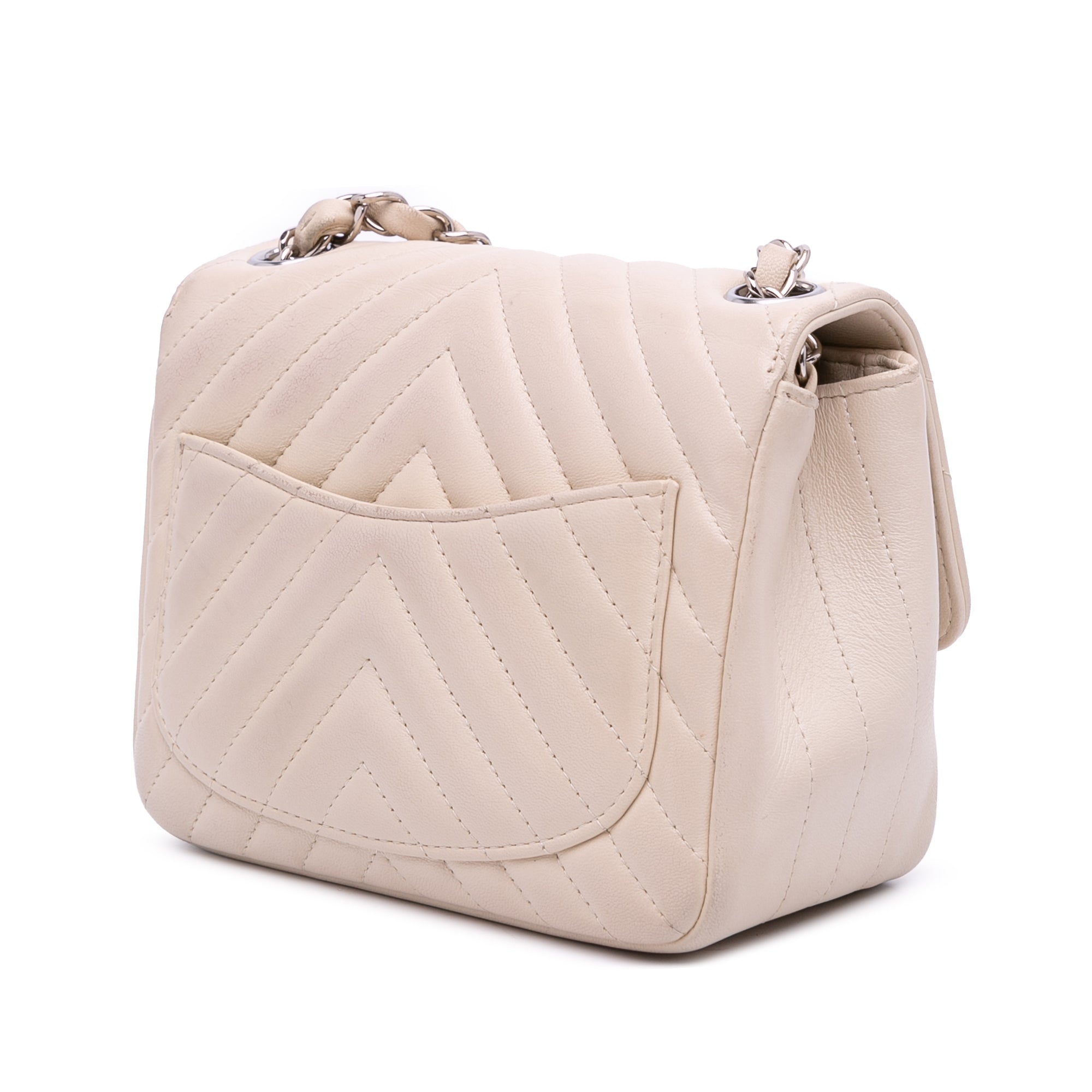 Mini Square Classic Chevron Lambskin Single Flap