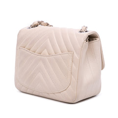Mini Square Classic Chevron Lambskin Single Flap