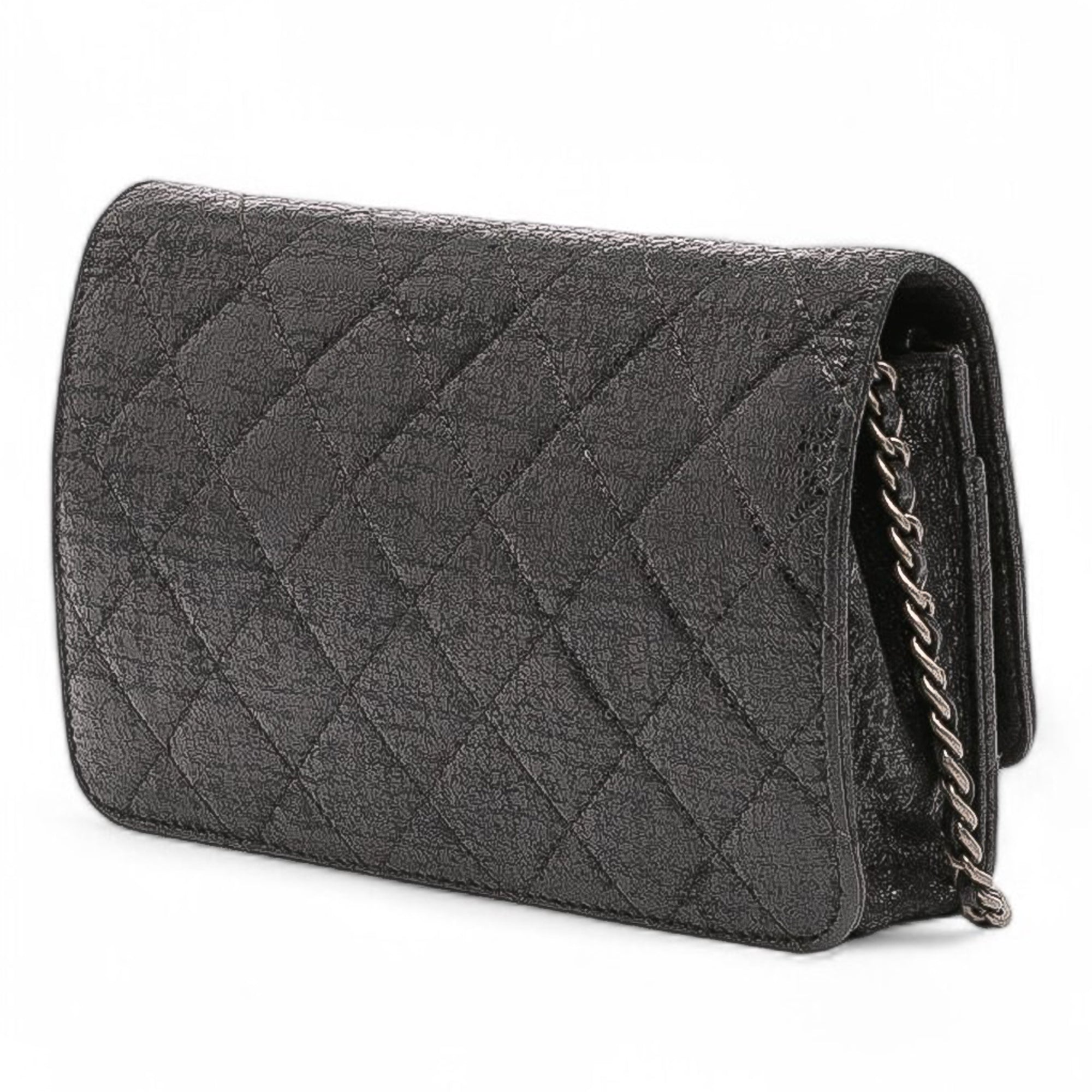 CC Quilted Crinkled Calfskin Wallet On Chain