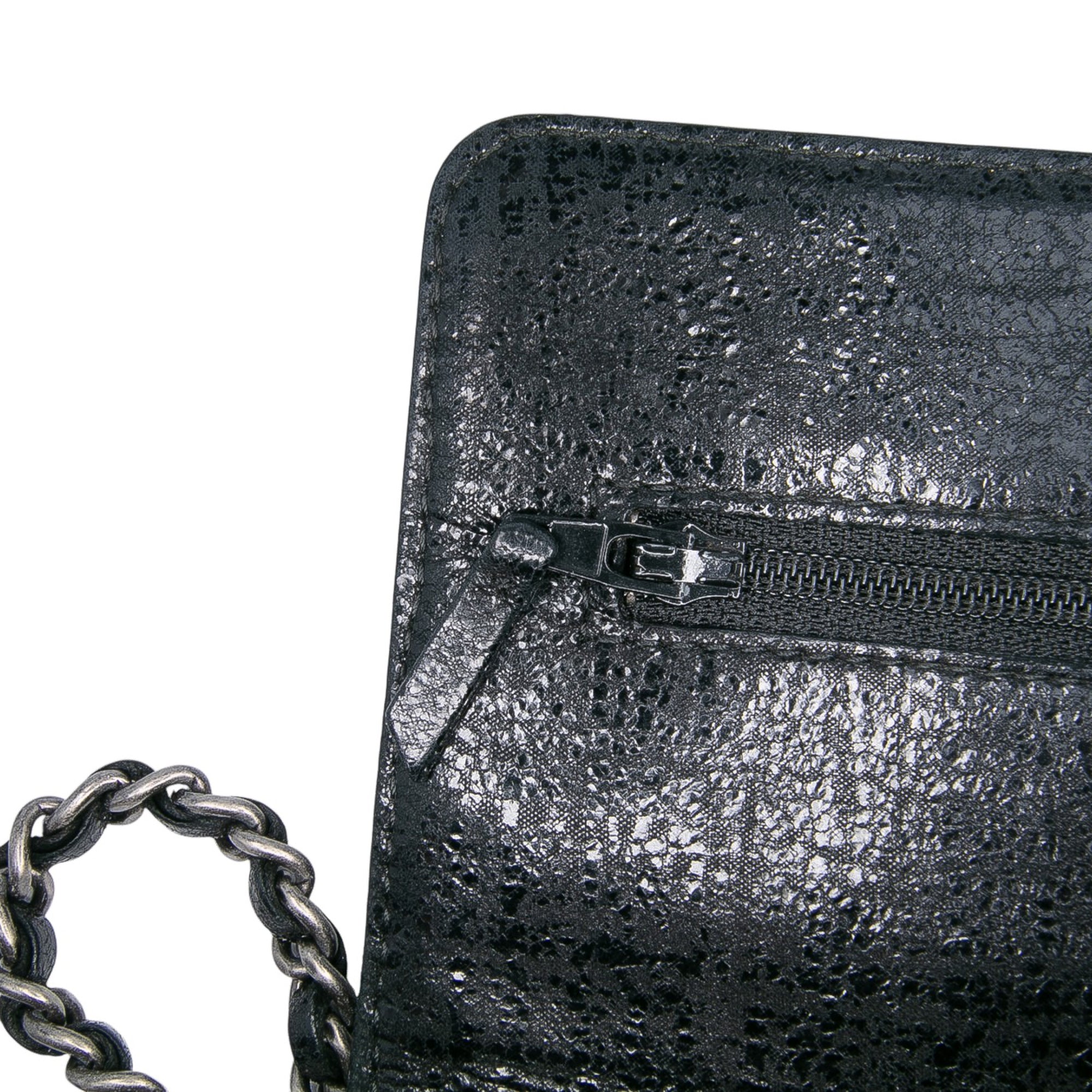 CC Quilted Crinkled Calfskin Wallet On Chain