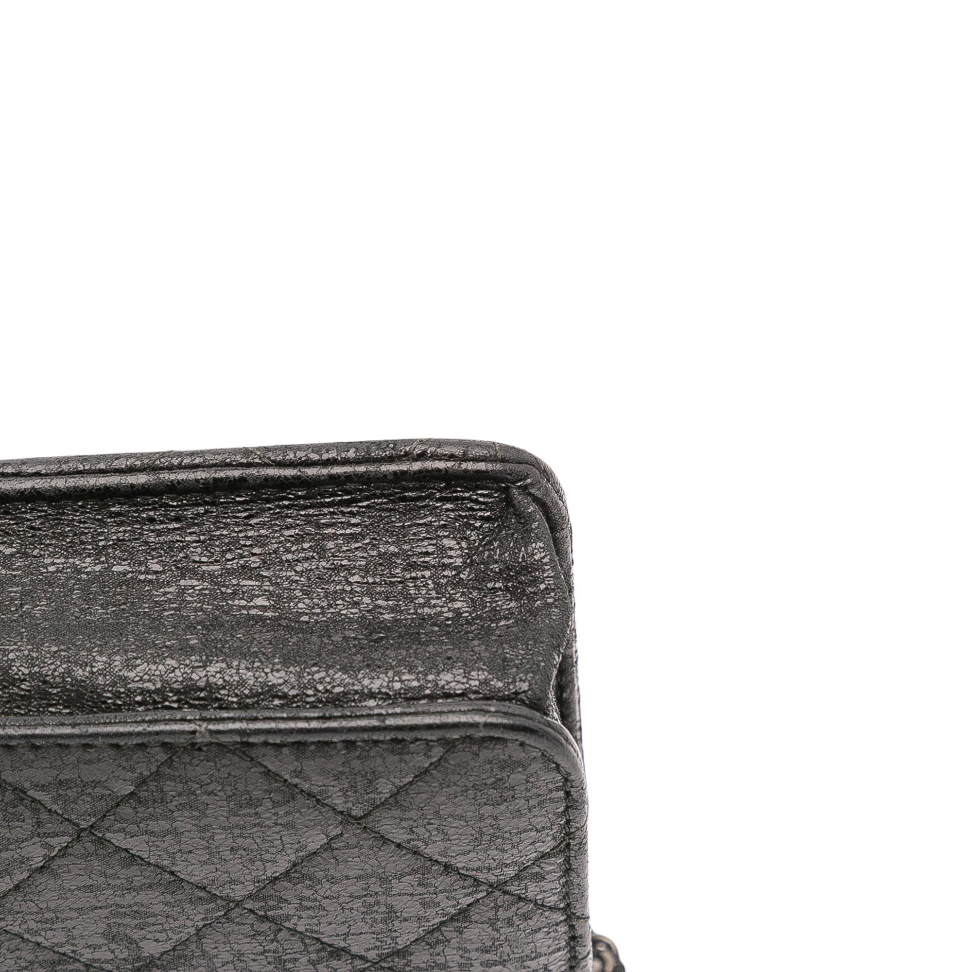 CC Quilted Crinkled Calfskin Wallet On Chain