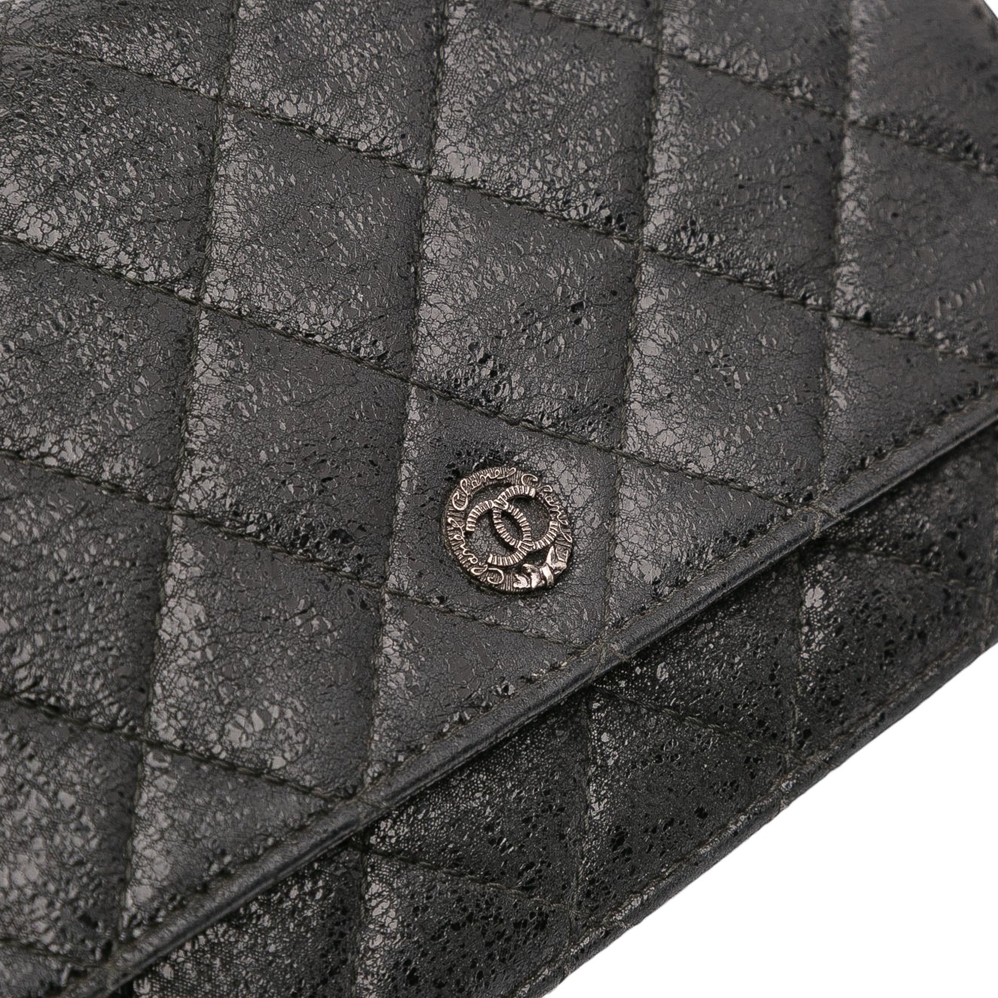 CC Quilted Crinkled Calfskin Wallet On Chain