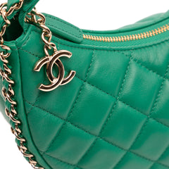 Small Quilted Lambskin Chain Around Hook Hobo Bag