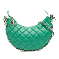 Small Quilted Lambskin Chain Around Hook Hobo Bag