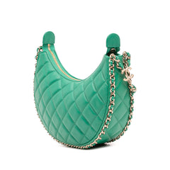 Small Quilted Lambskin Chain Around Hook Hobo Bag