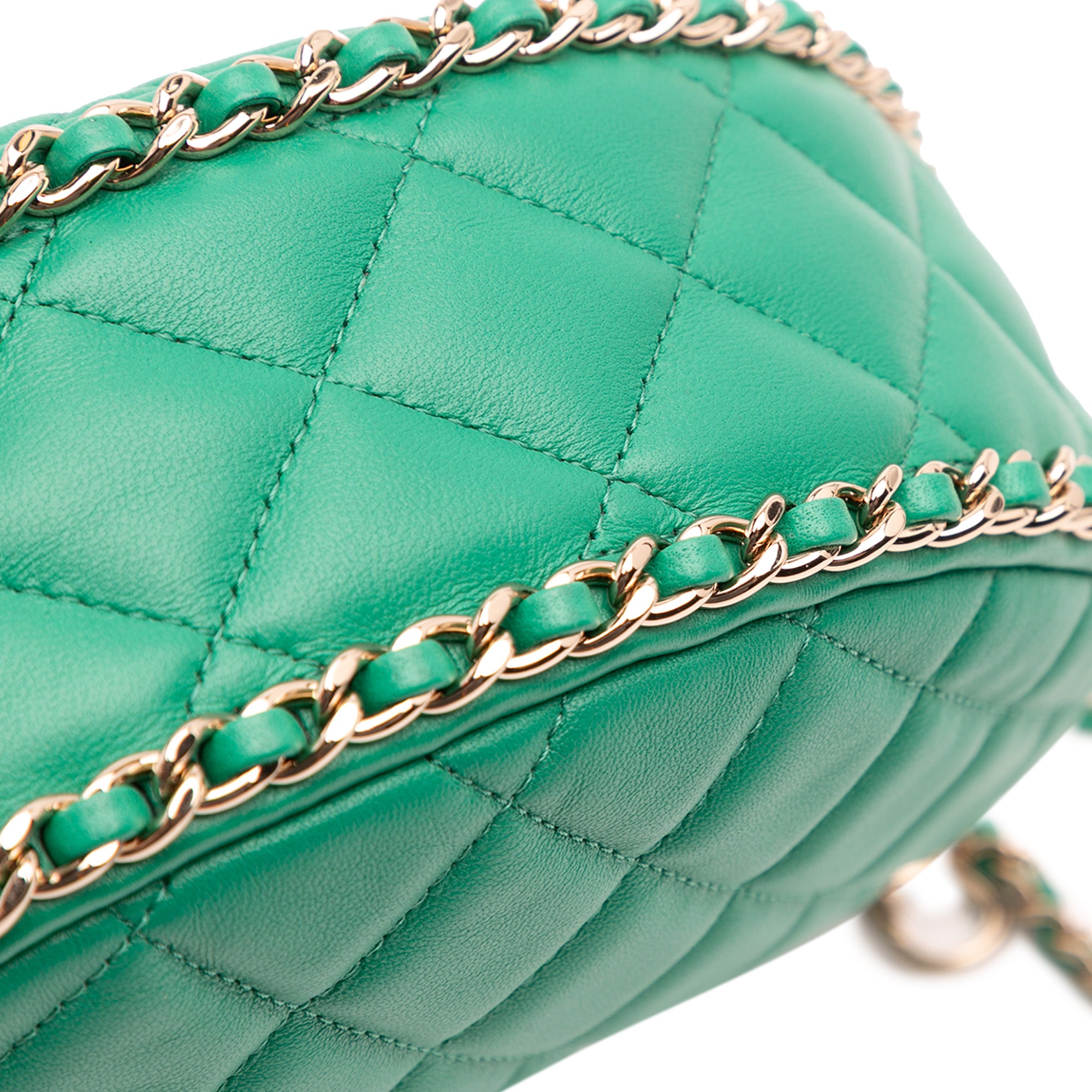 Small Quilted Lambskin Chain Around Hook Hobo Bag