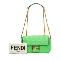 Zucca Embossed Leather Chain Midi Baguette