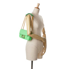 Zucca Embossed Leather Chain Midi Baguette