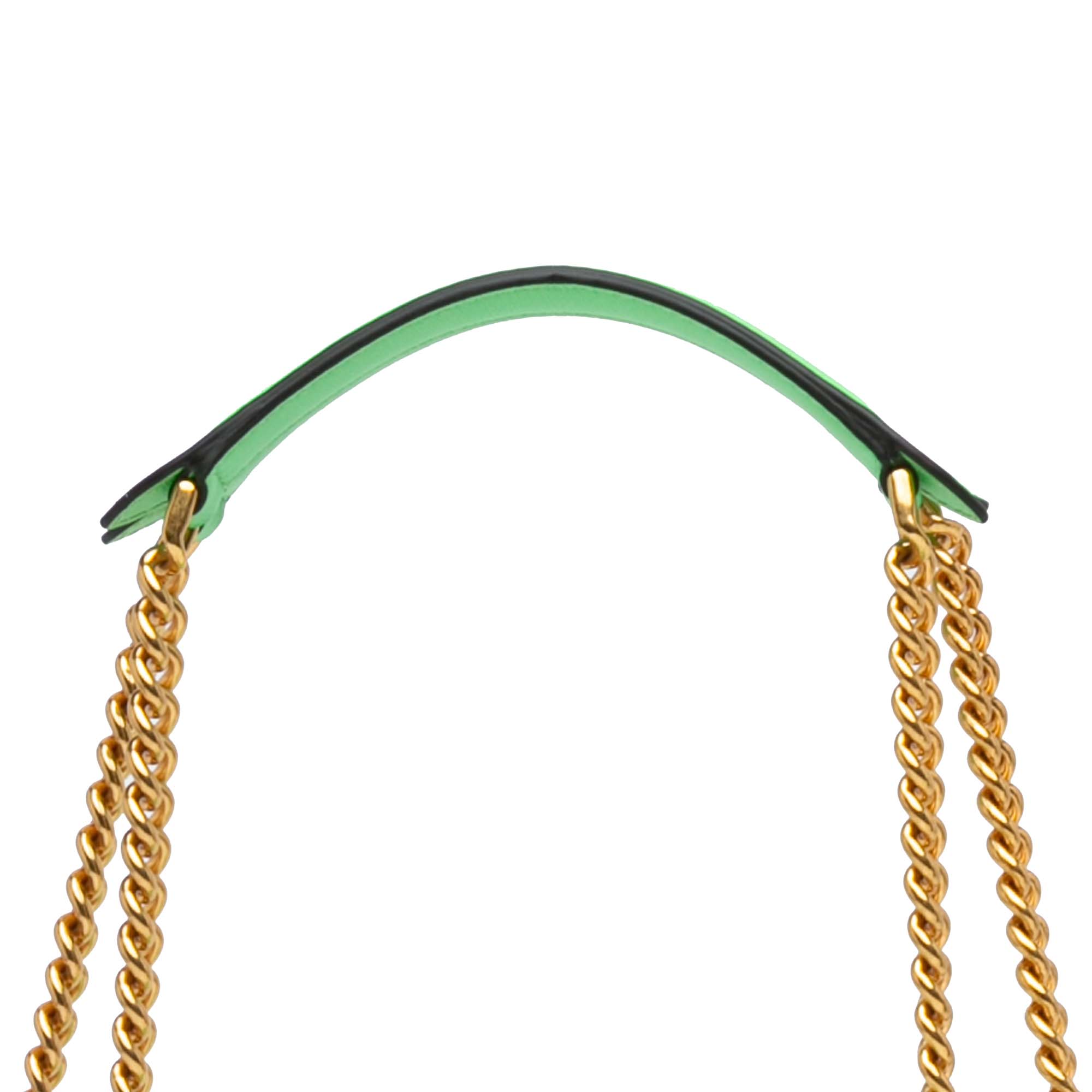 Zucca Embossed Leather Chain Midi Baguette