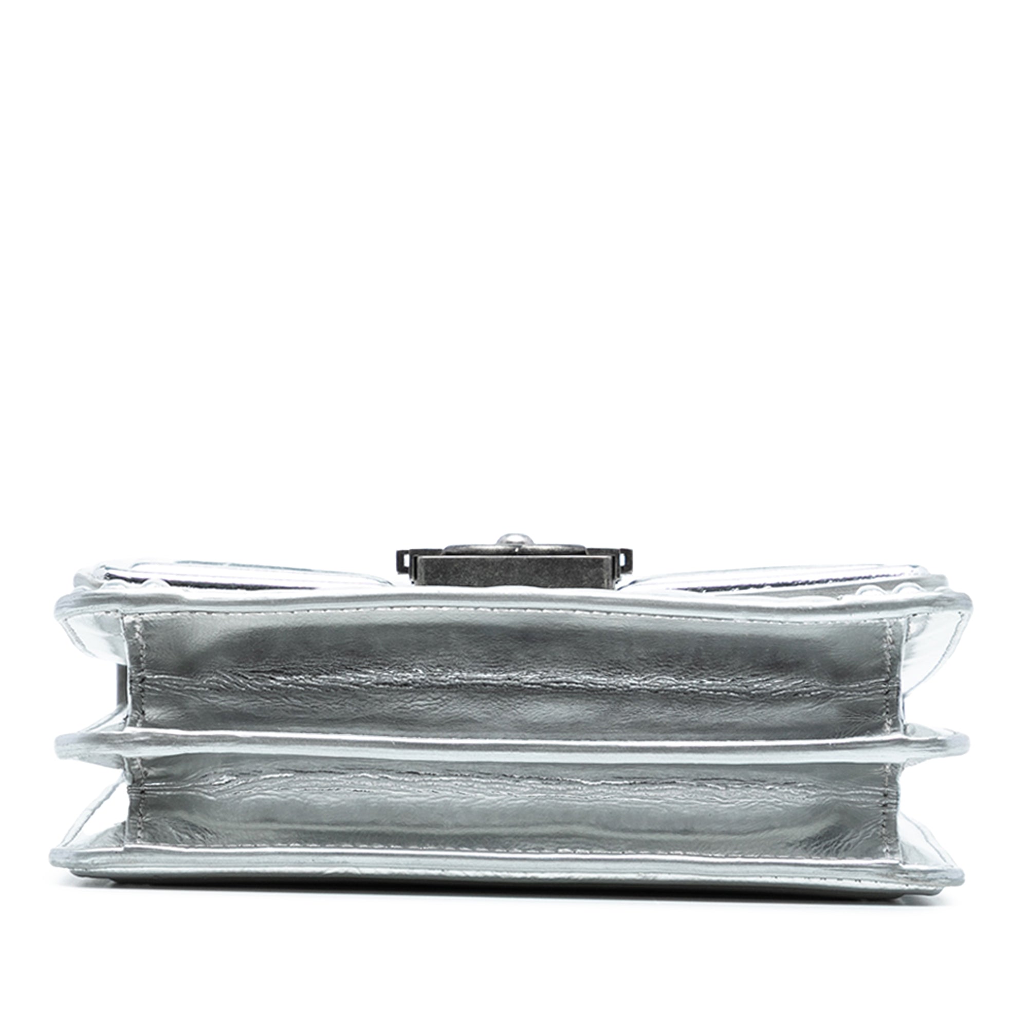 Quilted Metallic Calfskin North South Boy Flap