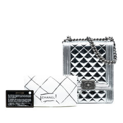 Quilted Metallic Calfskin North South Boy Flap