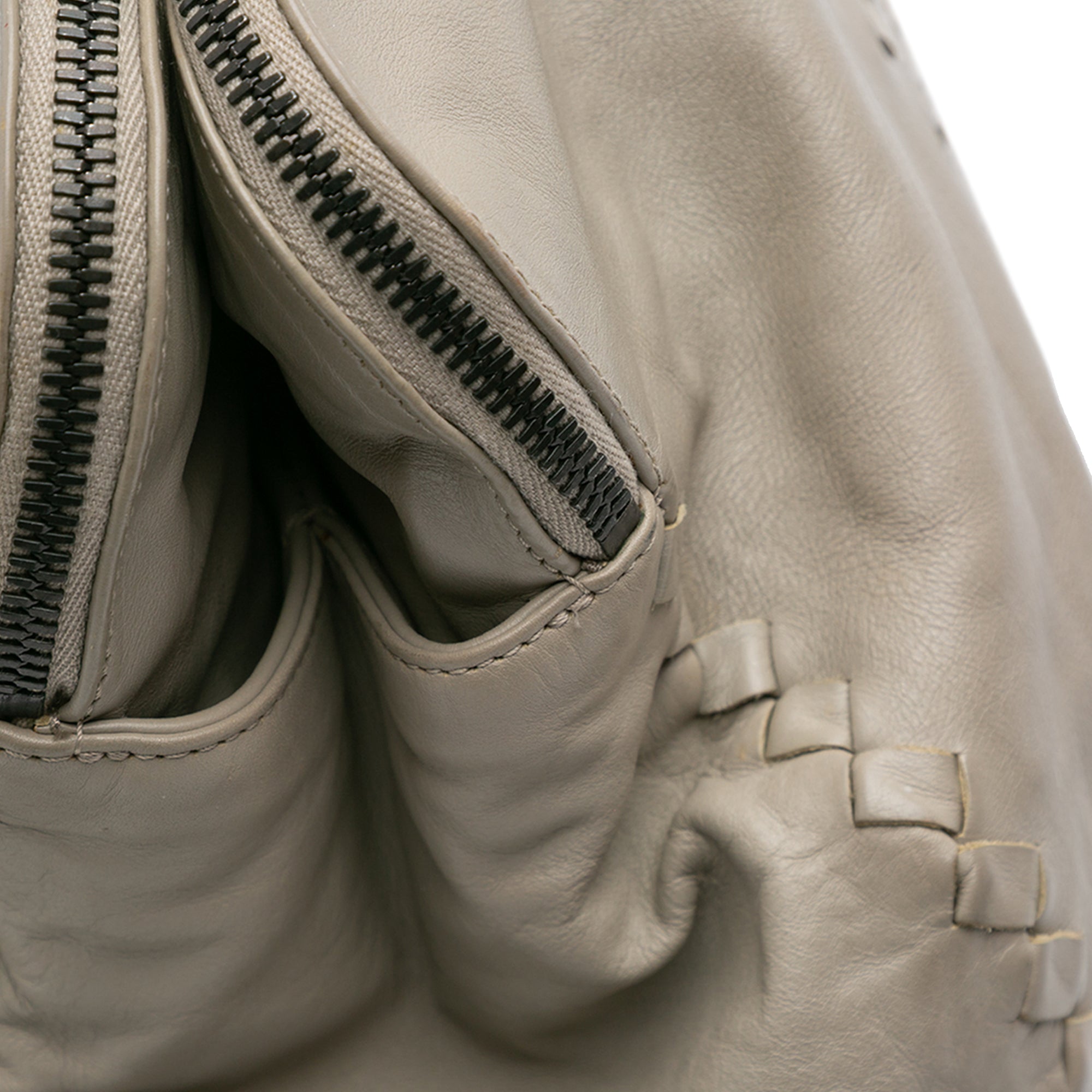 Large Leather Intrecciato Leggero Satchel