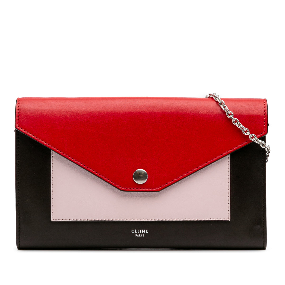 Tricolor Leather Pocket Envelope Wallet On Chain