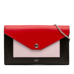 Tricolor Leather Pocket Envelope Wallet On Chain