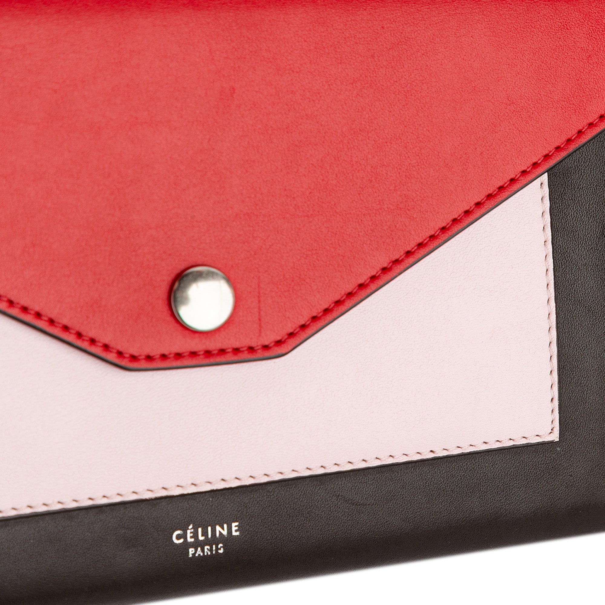 Tricolor Leather Pocket Envelope Wallet On Chain