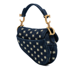 Micro Denim Embroidered Saddle Bag