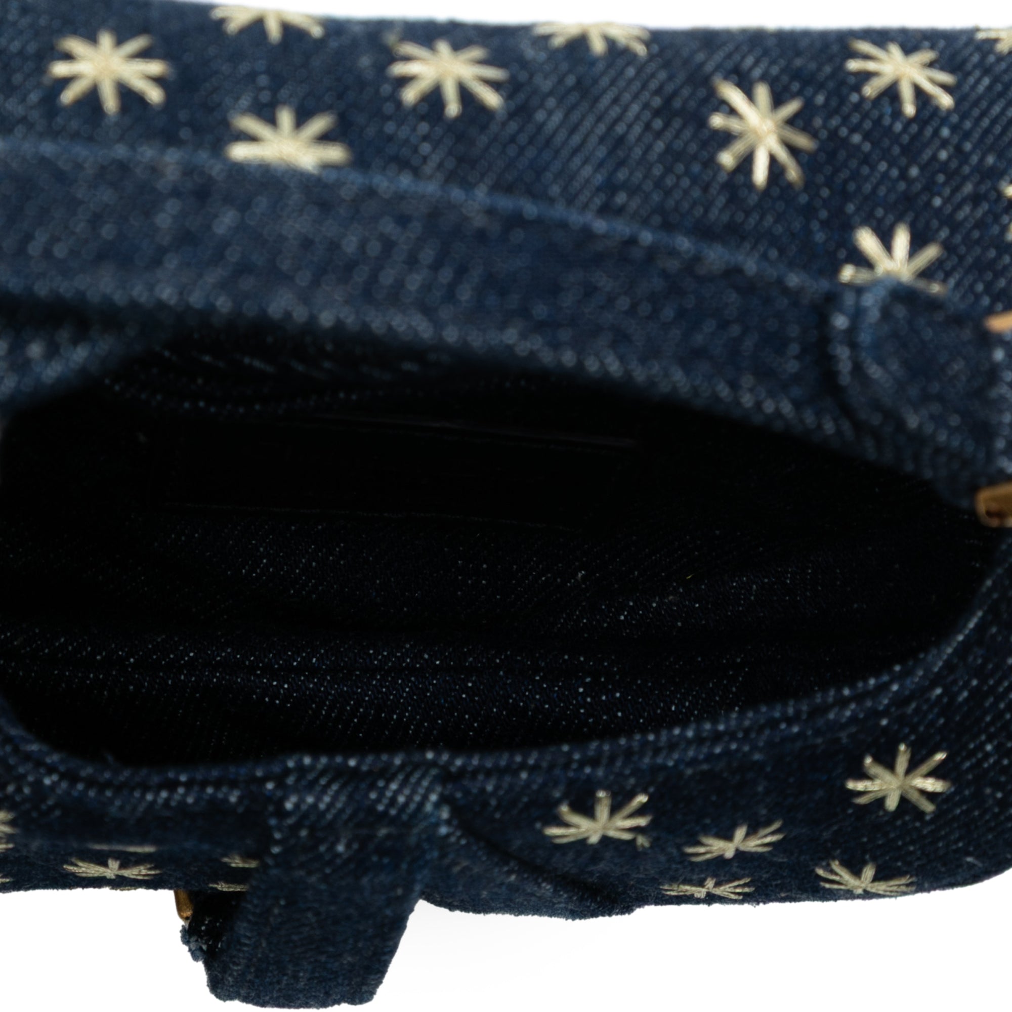 Micro Denim Embroidered Saddle Bag