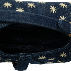 Micro Denim Embroidered Saddle Bag