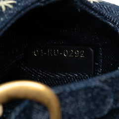 Micro Denim Embroidered Saddle Bag