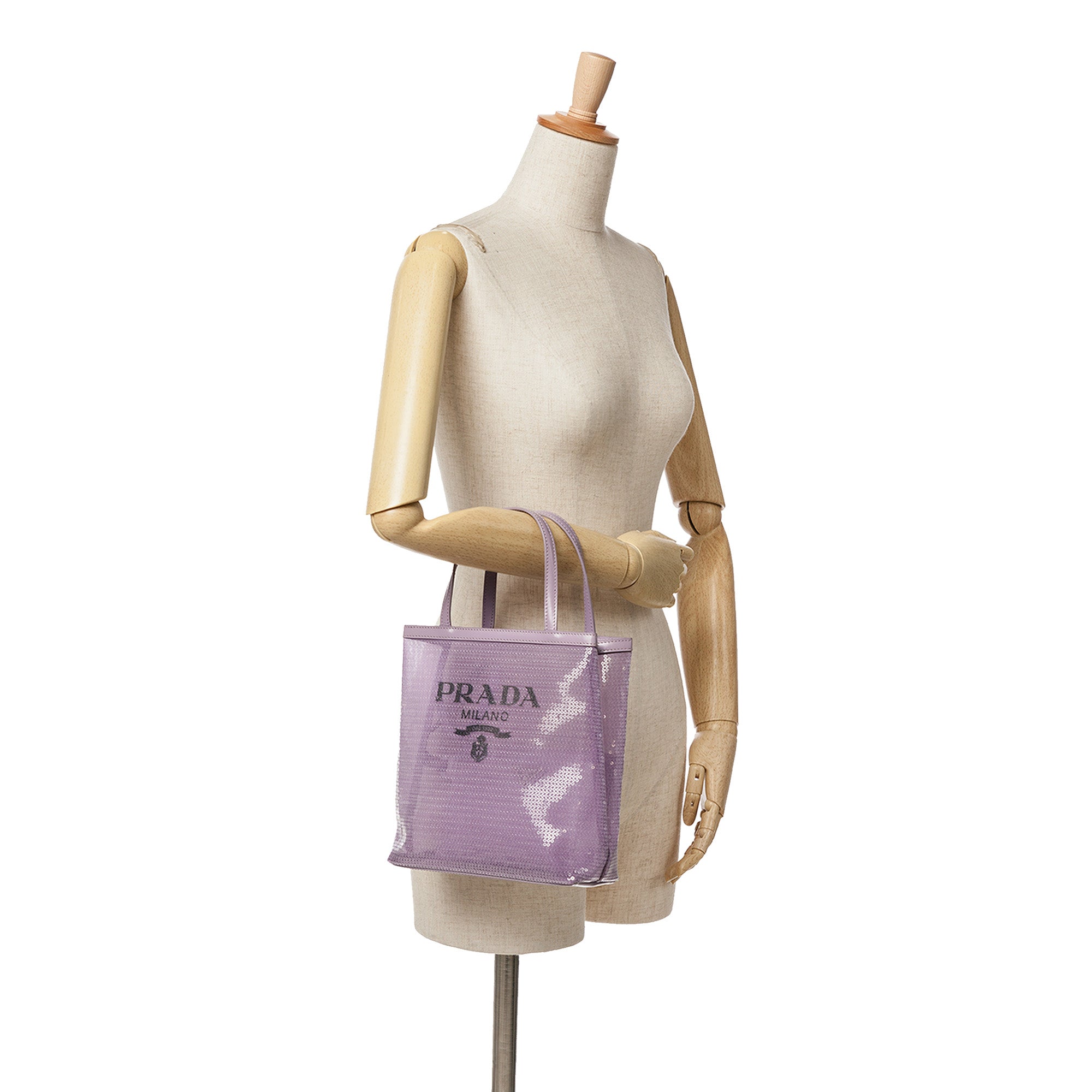 Small Sequined Mesh Logo Tote