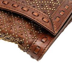 Perforated Leather Studded Malika Clutch