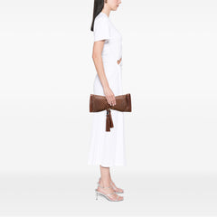Perforated Leather Studded Malika Clutch