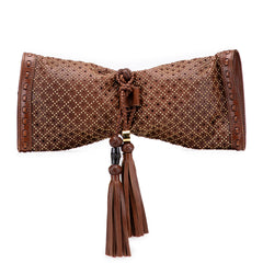 Perforated Leather Studded Malika Clutch