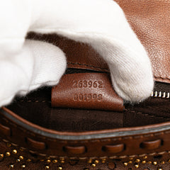 Perforated Leather Studded Malika Clutch