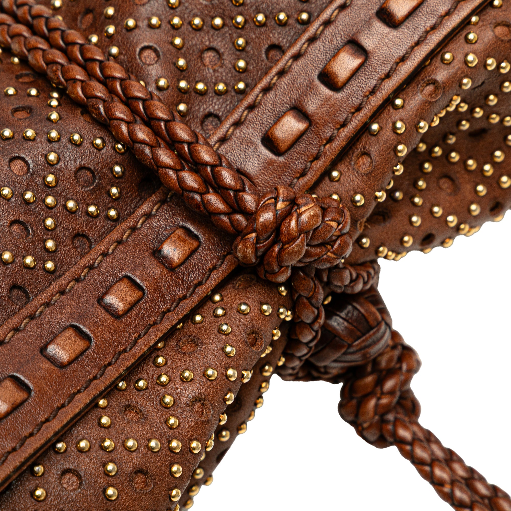 Perforated Leather Studded Malika Clutch