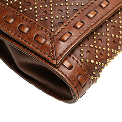 Perforated Leather Studded Malika Clutch