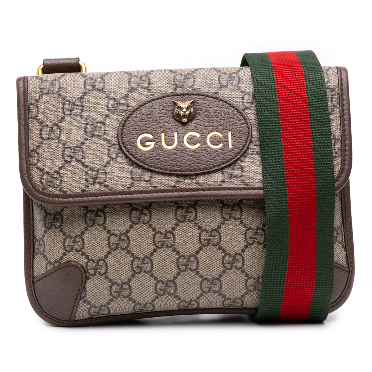 Small GG Supreme Web Neo Vintage Double Flap Messenger Bag