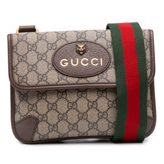 Small GG Supreme Web Neo Vintage Double Flap Messenger Bag