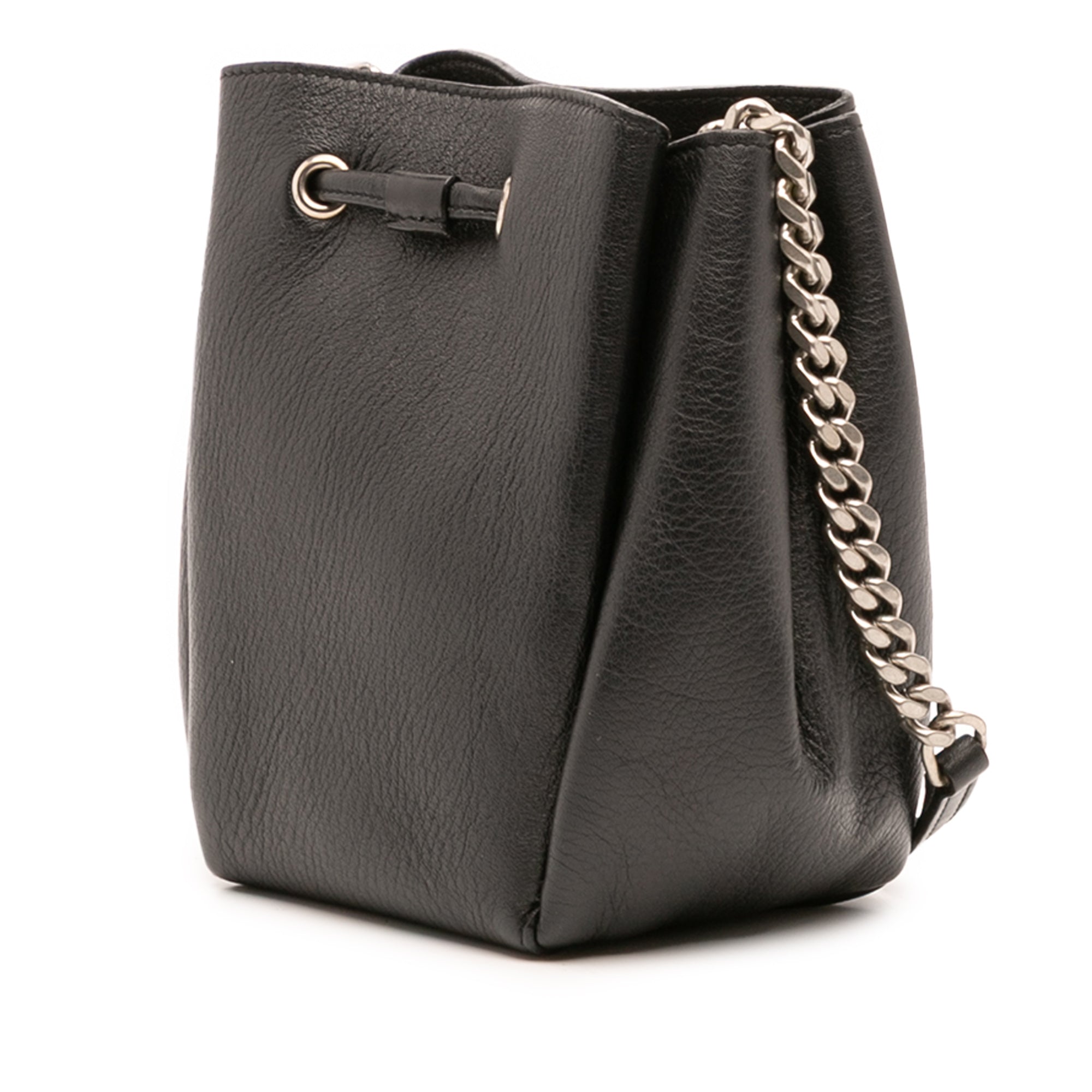Mini Leather Monogram Embellished Bourse Bucket Bag