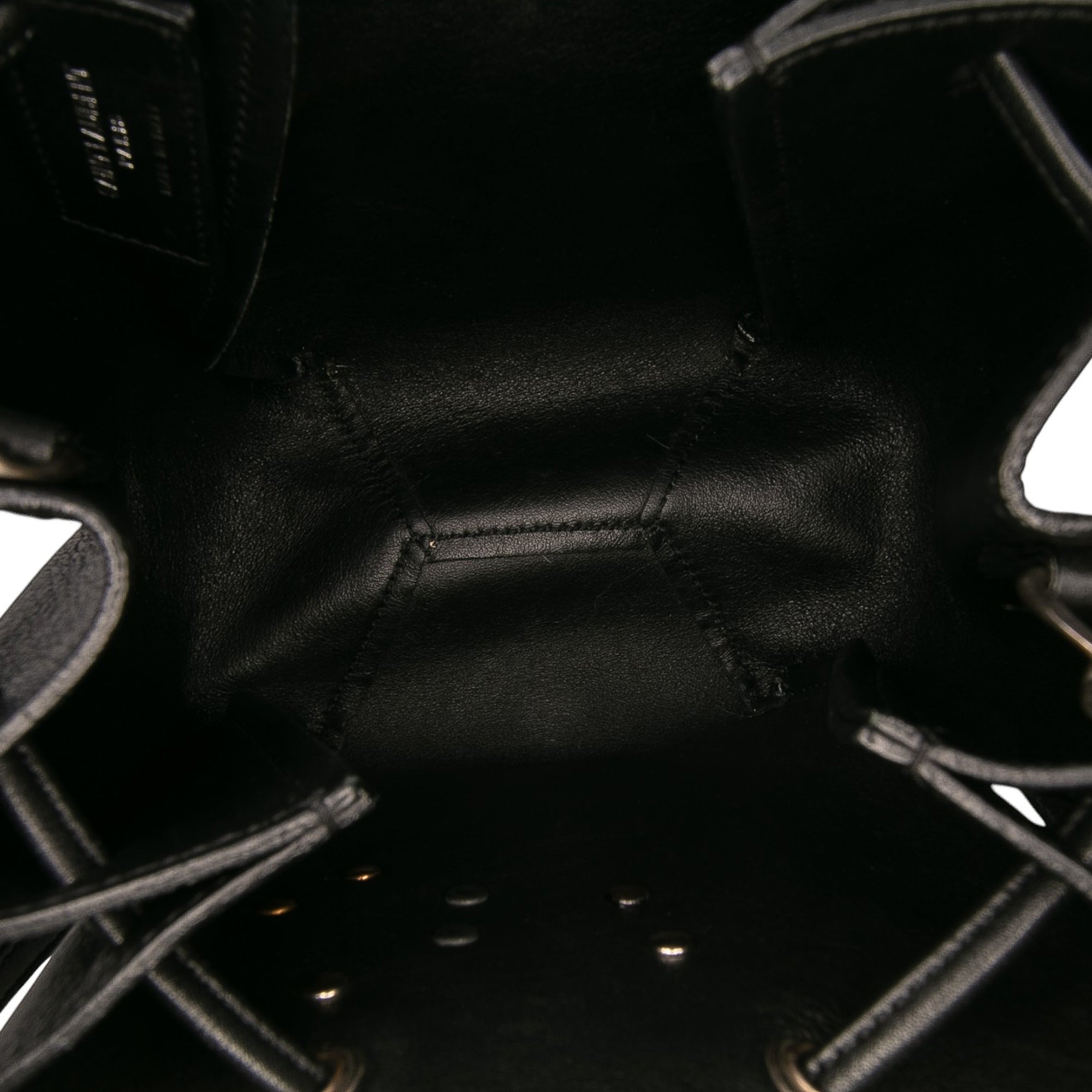 Mini Leather Monogram Embellished Bourse Bucket Bag