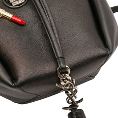 Mini Leather Monogram Embellished Bourse Bucket Bag