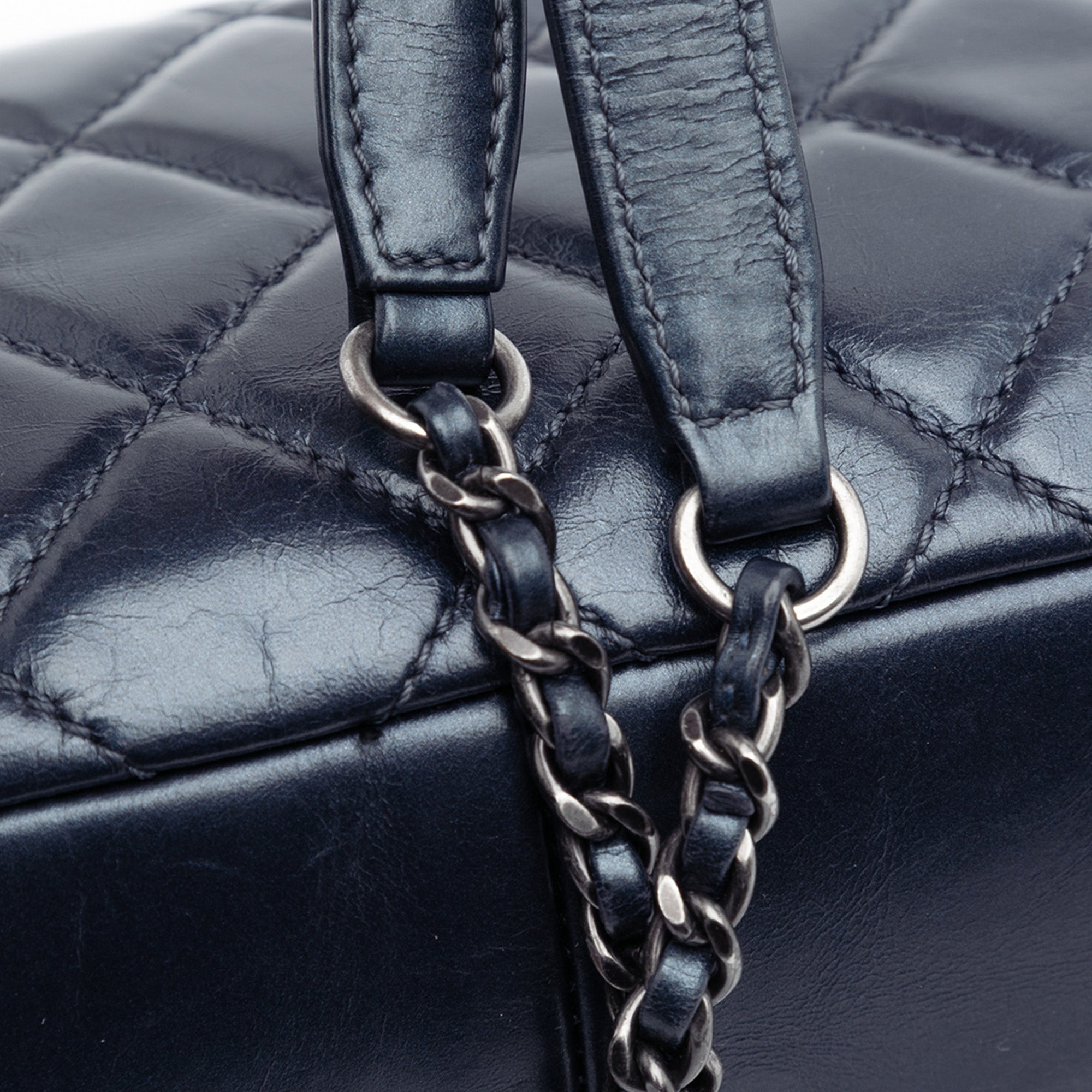 Quilted Glazed Calfskin Coco Pleats Flap