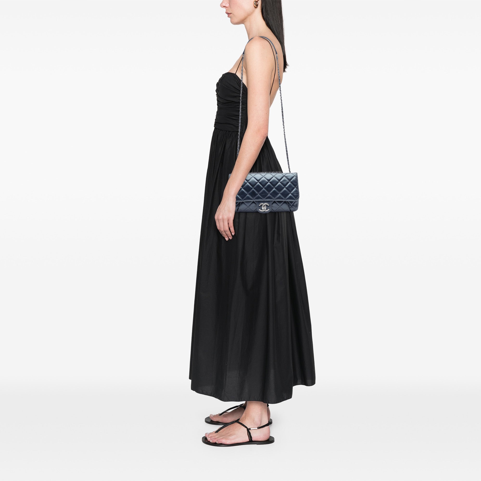 Quilted Glazed Calfskin Coco Pleats Flap