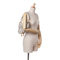 Oblique Embroidered Canvas Saddle Bag