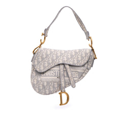 Oblique Embroidered Canvas Saddle Bag