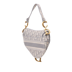Oblique Embroidered Canvas Saddle Bag