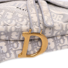 Oblique Embroidered Canvas Saddle Bag